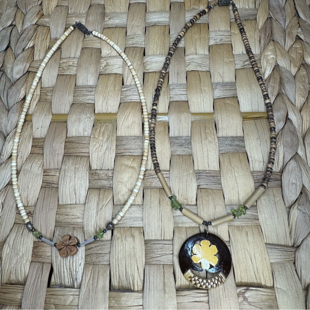 Hawaiian Necklaces set of (2) wood and beads